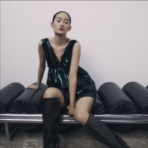 Zara Emerald Green Ruffled Dress - Picture 6 of 16